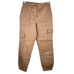 Vylette Tan Coated Pocket Leg Boho Festival Casual Jogger Pants Size 10/11